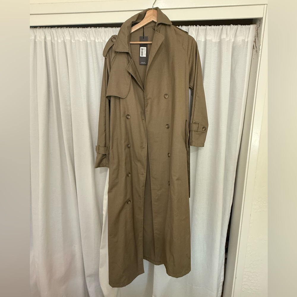 Lioness Olive Double-Breasted Trench Coat